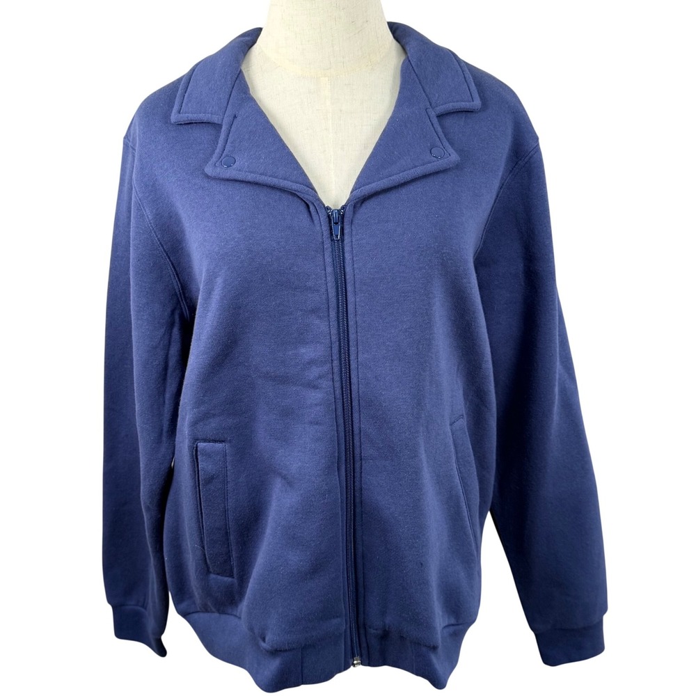Vintage 90s Y2K L Full Zip Sweatshirt Jacket Fleece Grandmacore Cottagecore EUC